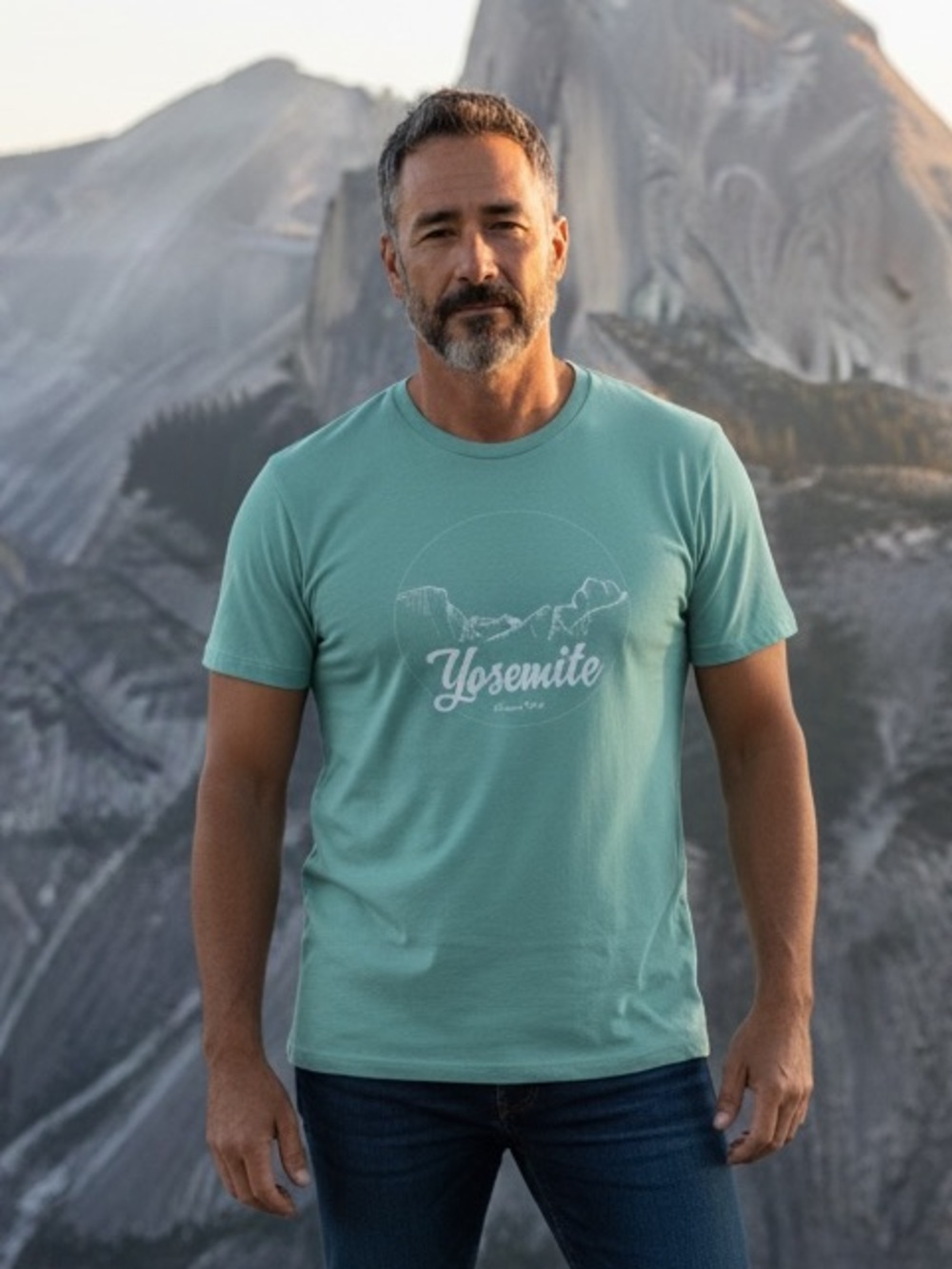 Yosemite Graphic Tee - Teal Crew Neck Men’s Shirt- Size L/XL